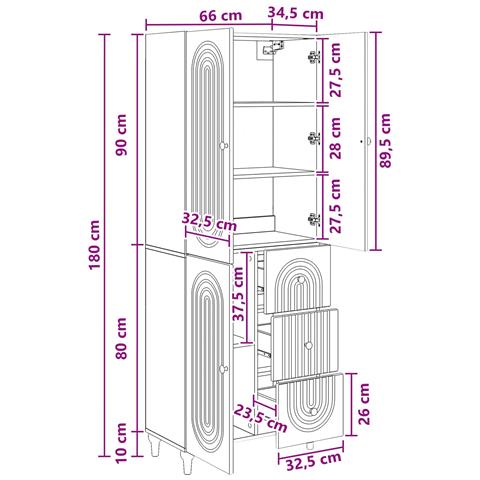 Set di armadi 2 pcs 66 x 34,5 x 90 cm Legno ingegnerizzato - Foto 8
