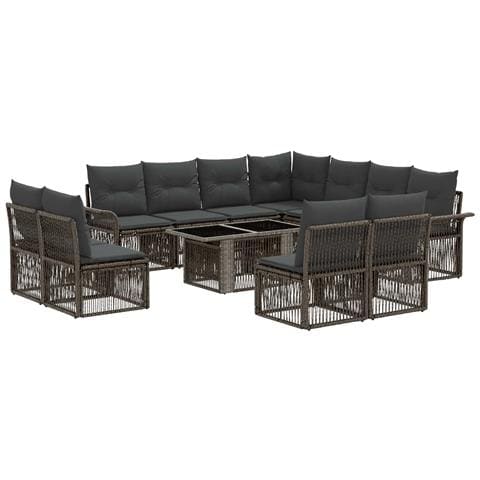 Set Divano da Giardino 12 pz Grigio e Grigio Scuro polyrattan - Foto 1