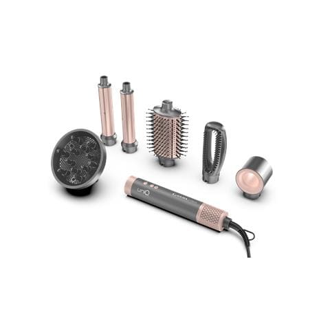 Multistyler Uniq Flow con 6 accessori intercambiabili. Asciugacapelli, spazzola ovale, 2 coanda arricciacapelli, spazzola piastra e diffusore. Motore digitale brushless Potenza: 1550W. Velocità Motore: 110.000 RPM. Silenzioso: 70 dB. Filtro removibile. 3 velocità, 3 temperature. Cool shot. Leggero 470gr - Foto 1