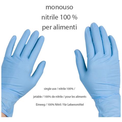 Guanti da lavoro in nitrile monouso ambidestri confezione 100 Pz Tg XL - Foto 2
