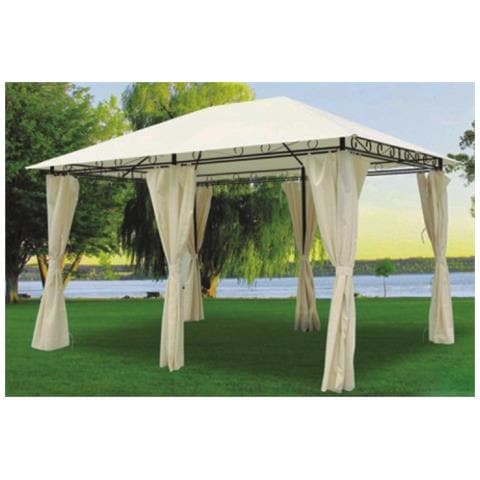 Gazebo In Acciaio Verniciato Con Tende Parasole Colore Beige 400x300 Cm - Foto 6