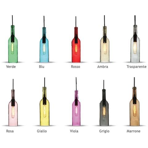 10 Lampadari V-tac Portalampada Bottiglia Vetro Pendente Sospensione E14 Vari Colori - Foto 1