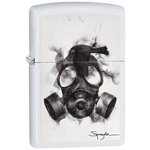 Accendino Antivento Unisex Spazuk Maschera Antigas Regular, Bianco Opaco, Taglia Unica - Foto 1