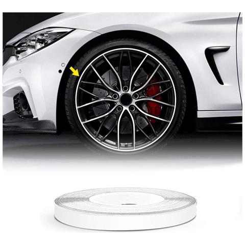 Wheel Trim Strisce Adesive Rifrangenti Per Cerchi Auto, Bianco, 5 Mm X 6 Mt - Foto 1