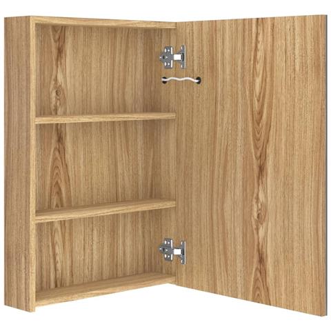 Armadietto Bagno con Specchio e LED Rovere 50x13x70 cm - Foto 2