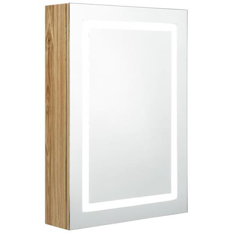 Armadietto Bagno con Specchio e LED Rovere 50x13x70 cm - Foto 1