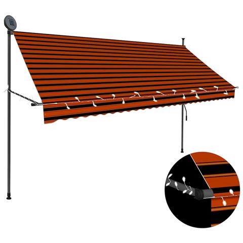 Tenda da Sole Retrattile Manuale LED 300 cm Arancione e Marrone - Foto 1