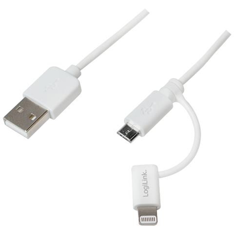 CU0118 cavo di interfaccia e adattatore USB A Apple Lightning / Micro-USB B Bianco - Foto 1