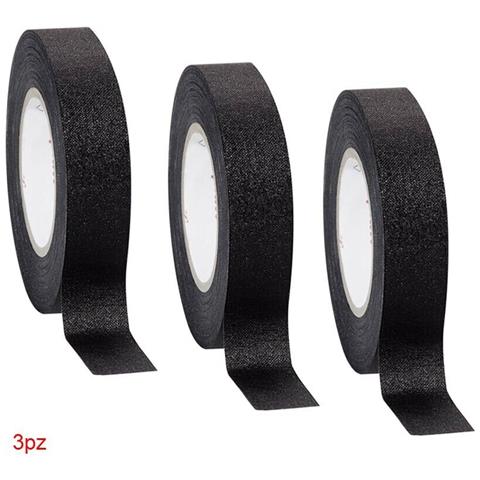 3 Rotoli Nastro Telato Isolante Per Cablaggio Cavi Elettrici Rotolo 18mm Nero - Foto 2