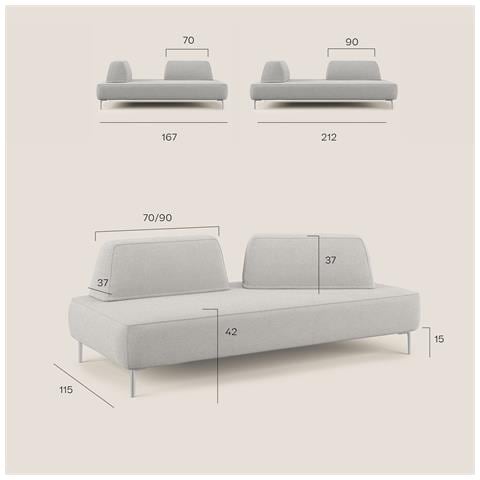 Newton Divano Lineare Con Schienali Movibili T07 Azzurro - Foto 8