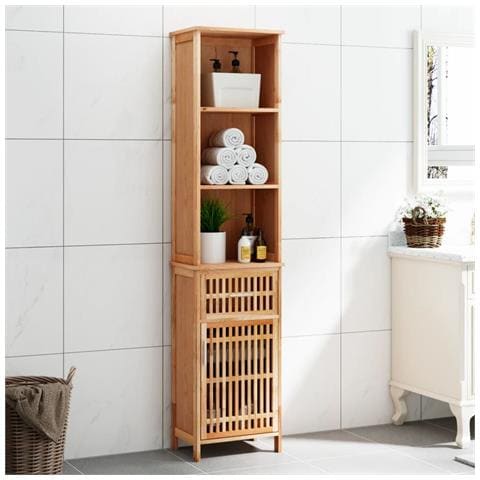 Armadietto da Bagno 42x29x182 cm in Legno Massello di Noce - Foto 6
