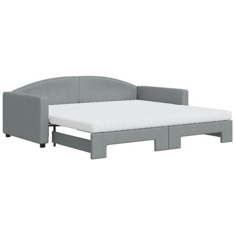 Divano Letto Estraibile Materassi Grigio Chiaro 100x200 Tessuto - Foto 1
