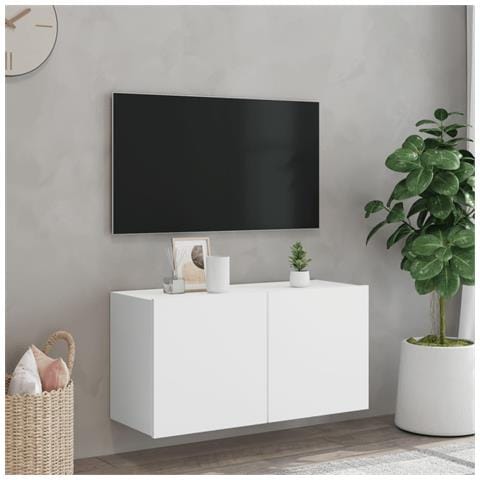 Mobile Tv A Parete Bianco 80x30x41 Cm - Foto 3