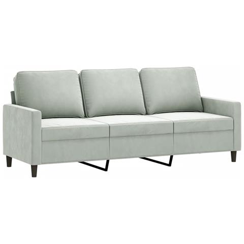 Divano A 3 Posti Grigio Chiaro 180 Cm In Velluto - Foto 2