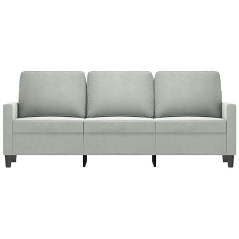 Divano A 3 Posti Grigio Chiaro 180 Cm In Velluto - Foto 3