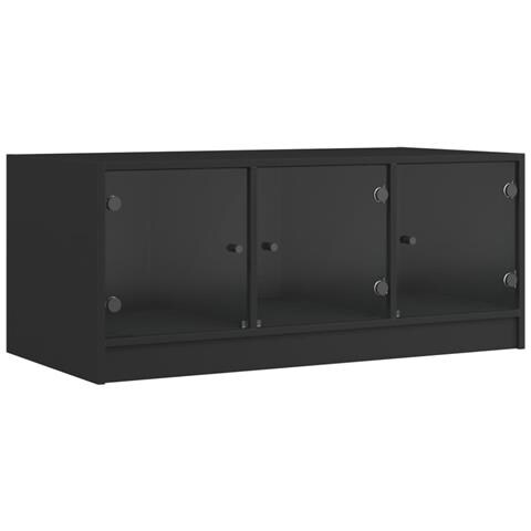 Tavolino Da Salotto Con Ante In Vetro Nero 102x50x42 Cm - Foto 2