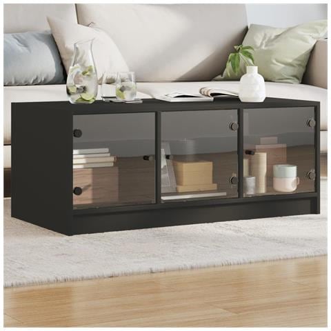 Tavolino Da Salotto Con Ante In Vetro Nero 102x50x42 Cm - Foto 1