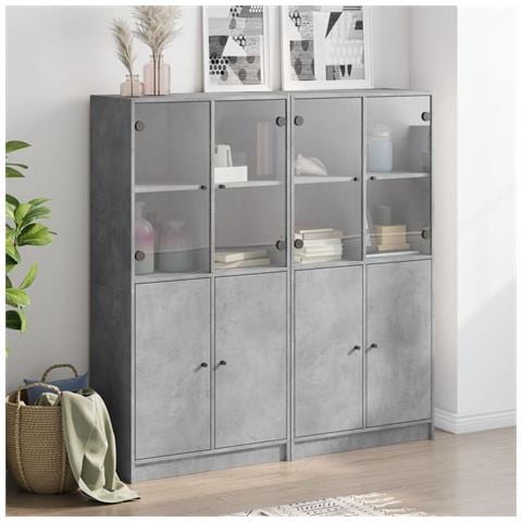 Libreria Ante Grigio Cemento 136x37x142 cm in Legno Multistrato - Foto 3