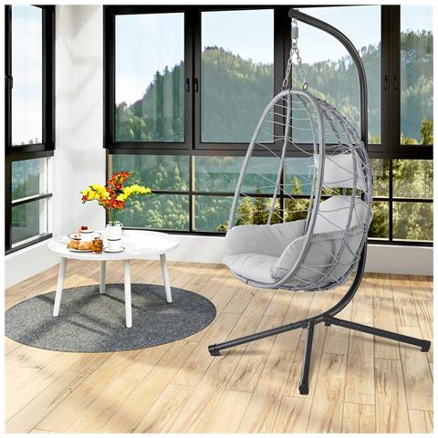 BAKAJI Poltrona Sospesa Giardino Sedia Dondolo Amaca Pensile