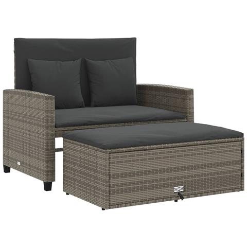 Divano Da Giardino Con Cuscini 2 Posti Grigio In Polyrattan - Foto 1