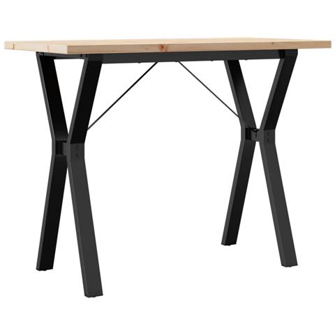 Tavolo Da Pranzo Telaio A Y 100x50x75,5cm Massello Pino E Ghisa - Foto 2