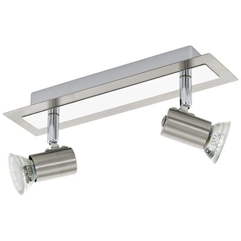 Spot Moderno Rottelo In Acciaio Nichel Satinato 2 Luci Gu10 4,6w Ip20 - Foto 1