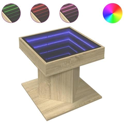 Tavolino Salotto Con Led Rovere Sonoma 50x50x45 Cm Multistrato - Foto 2