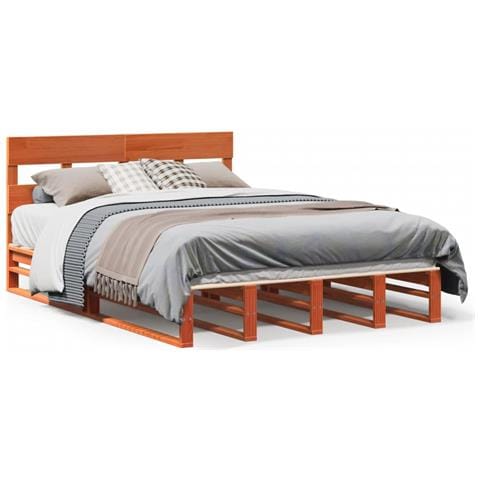Letto Senza Materasso Marrone Cera 120x190 Cm In Legno Di Pino - Foto 2