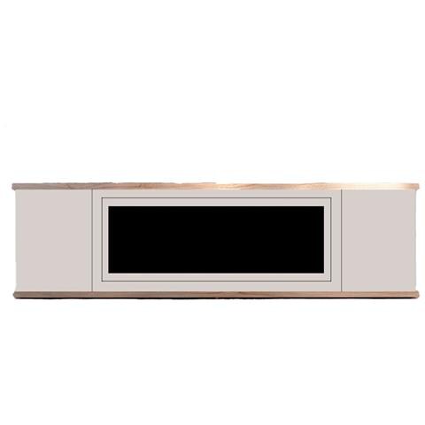 Mobile Arosio 180 Grigio Mobile Camino Grigio Scuro Con Cassetti Raffinato Ed Elegante Mobile Per Camino Laccato E Piano Del Mobile In Legno Di Rovere Per Tutti Gli Ambienti Interni - Foto 3