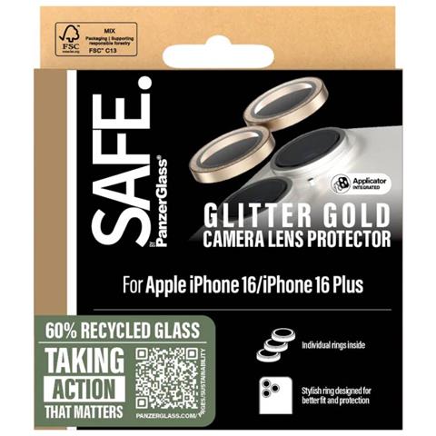 Protezione Obiettivo Per Iphone 16/16 Plus Sicura, Dorato - Foto 4