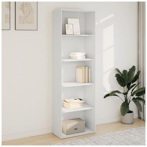 Libreria Bianca 60x30x189 Cm In Legno Multistrato - Foto 3