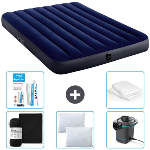 Set Materassino Gonfiabile - 191x137x25 Cm - Blu - Include Accessori Coordinati Cb6 - Foto 1