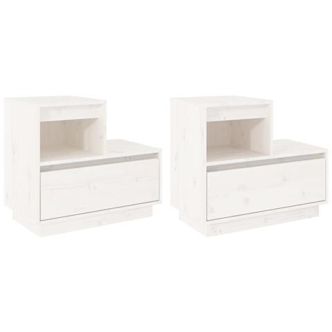Lusso Casadino -  Comodini Bianchi 2 Pz 60x34x51 Cm In Legno Massello Di Pino - Foto 1