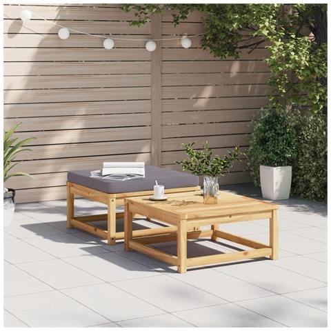 Poggiapiedi Da Giardino Con Cuscini In Legno Massello Di Acacia - Foto 2