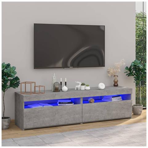 Mobili Porta Tv Con Luci Led 2 Pz Grigio Cemento 75x35x40 Cm - Foto 8
