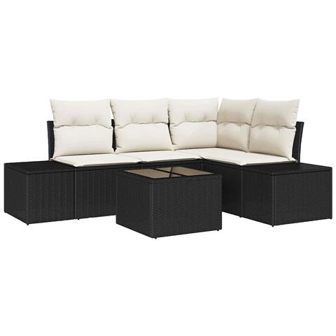 Set Divano da Giardino di 4 Pezzi con Cuscini Marrone Polyrattan - Foto 1
