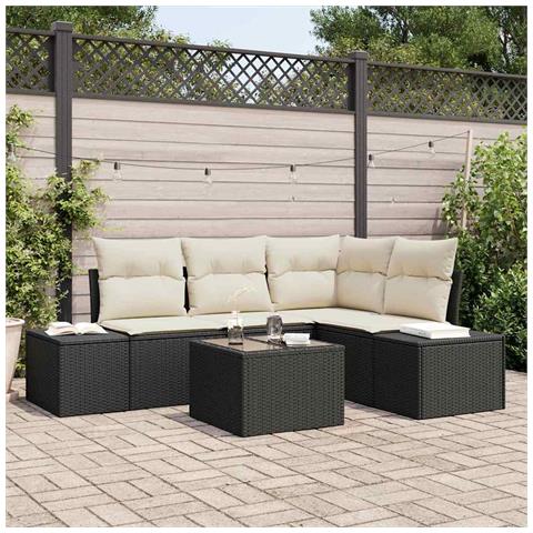 Set Divano da Giardino di 4 Pezzi con Cuscini Marrone Polyrattan - Foto 2