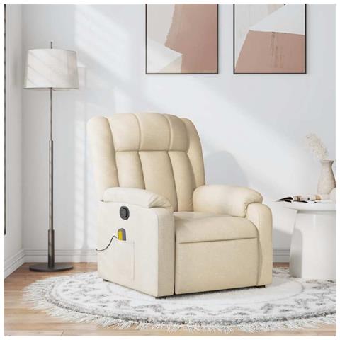 Poltrona Massaggiante Reclinabile Crema in Tessuto - Foto 2