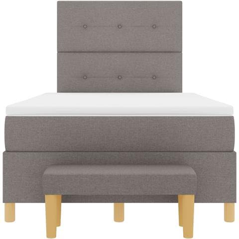 Letto Box Spring con Materasso e Panchina Tortora 120x200 cm in Tessuto - Foto 9