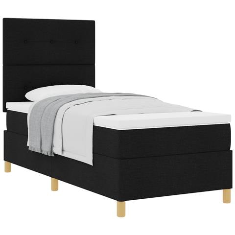 Letto con Box Spring e Materasso Nero 80x200 cm in Stoffa - Foto 1