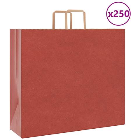 Sacchetti di Carta 250 pz con Manici Rossi 54x15x49 cm - Foto 1
