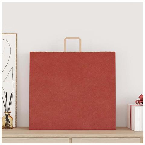 Sacchetti di Carta 250 pz con Manici Rossi 54x15x49 cm - Foto 2