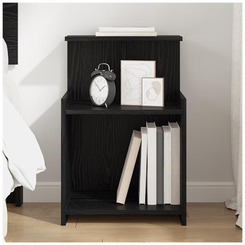 Comodino Rovere Nero 40x35x60 cm Legno ingegnerizzato - Foto 2