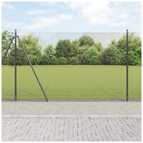 Set di Pali per Recinzione Set di 2 Grigio Metallo, PVC - Foto 2