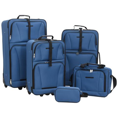 Set Valigie da Viaggio 5 pz Blu in Tessuto - Foto 1