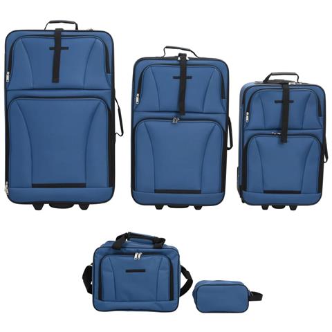 Set Valigie da Viaggio 5 pz Blu in Tessuto - Foto 2