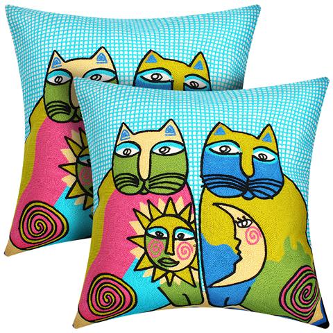 Set Di 2 Copricuscini 45x45 Cm Ricamati Art Solaris - Foto 5