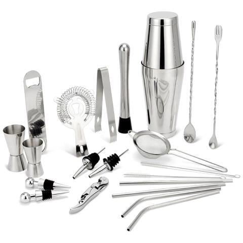 Set Da Cocktail Boston Con Base, 21 Pezzi: Shaker In Acciaio Inox Per Barman Professionisti E Amatoriali - Foto 1