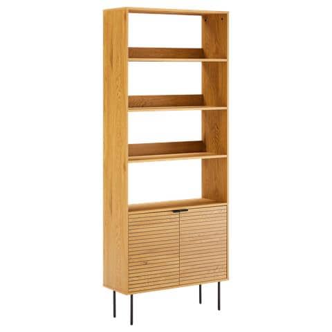 Libreria In Legno Con 4 Ripiani E 2 Ante Stinna - Foto 1