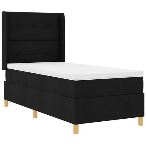 Letto a molle con materasso Nero 80 x 200 cm Tessuto - Foto 1